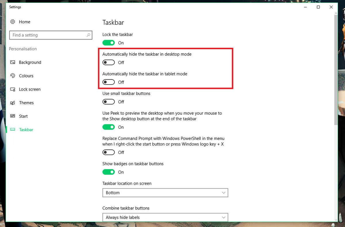 how to hide the taskbar